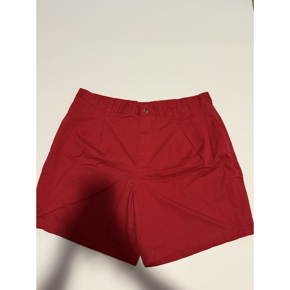 Towncraft Men 44 Chino Shorts Red Cotton Flat Front Casual Bright Casual Preppy